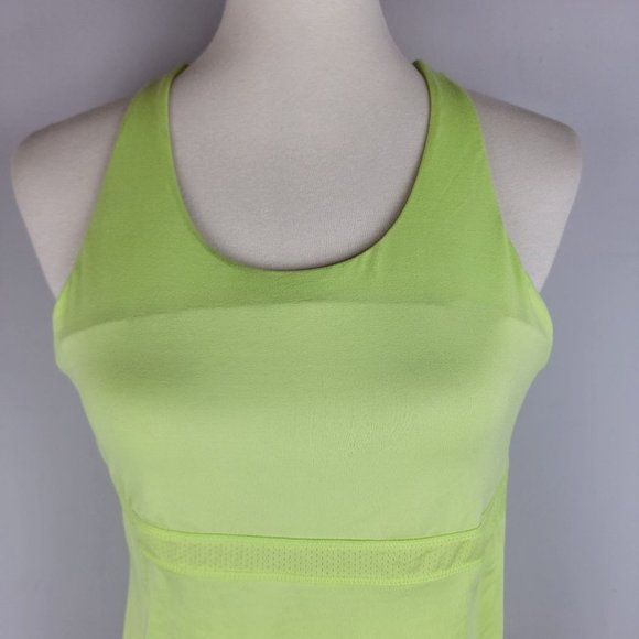 ASICS Neon Green Halter Racer Back Strappy Dry Built-in Bra Sports Tank Top L - Picture 4 of 13